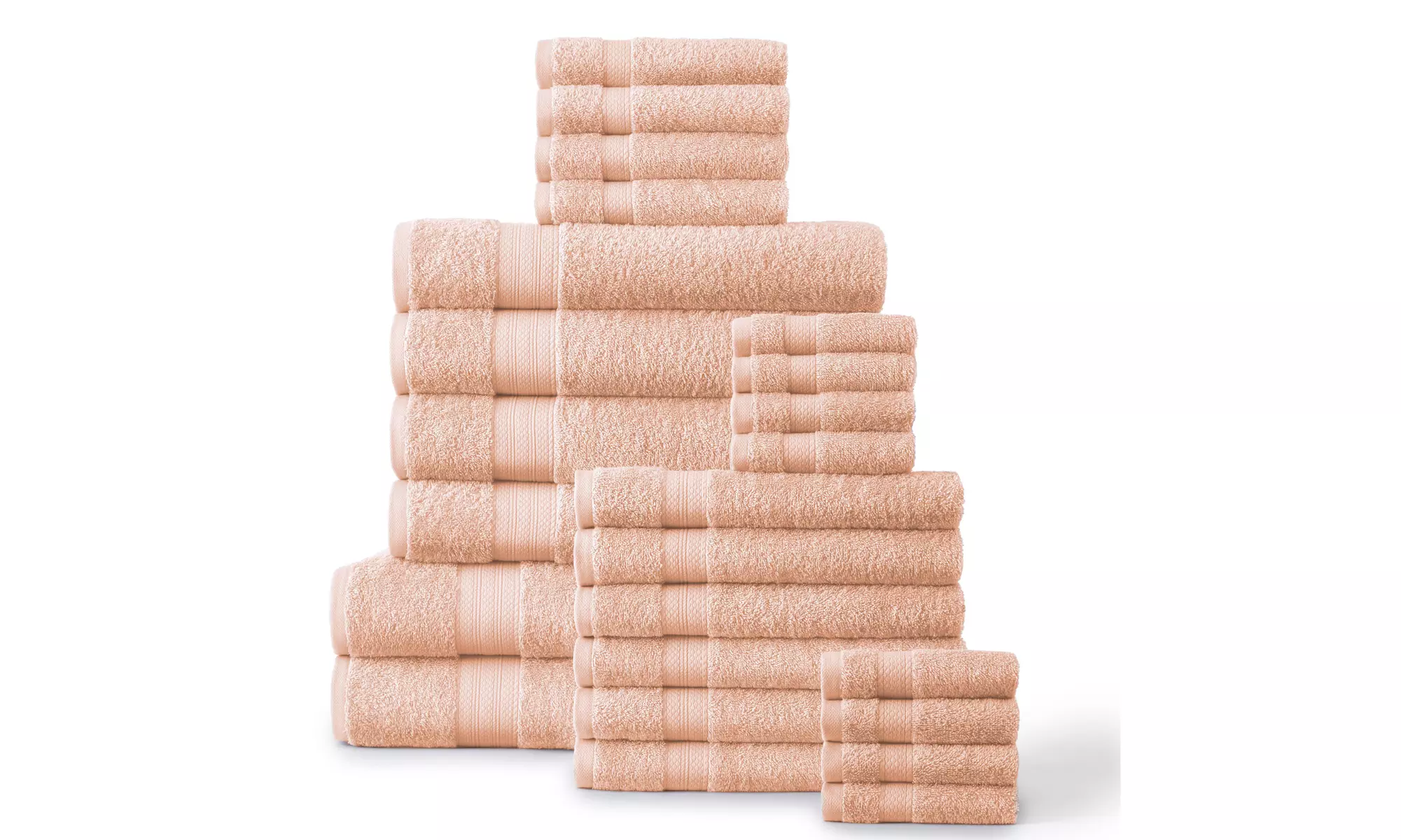 24 Piece 100% Cotton Soft, Fluffy, Absorbent, Premium Hotel Quality Towel Set  - Second Medium