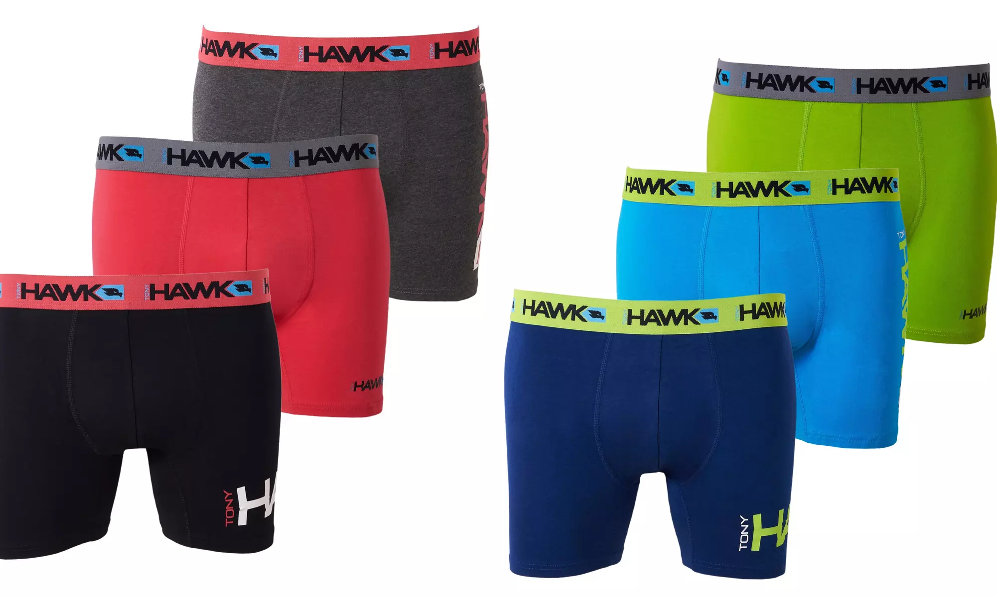 Tony Hawk Mens Boxer Briefs - 6-Pack Cotton Stretch Briefs Breathable  No Fly