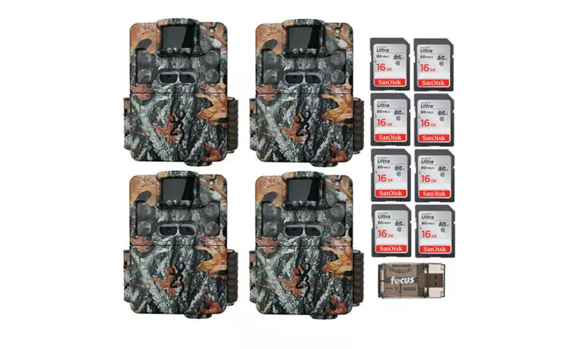Browning Trail Cameras Strike Force (4-Pack) with 16GB Card (8-Pack) and Reader - Primary Image
