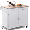 Image 3: Rolling Kitchen Cart Island Wood Top Storage Trolley Cabinet Utility Modern