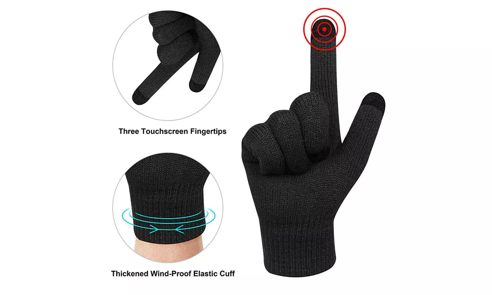 Winter 3 Piece Set Knit Beanie Hat Scarf Touchscreen Gloves for Men Women