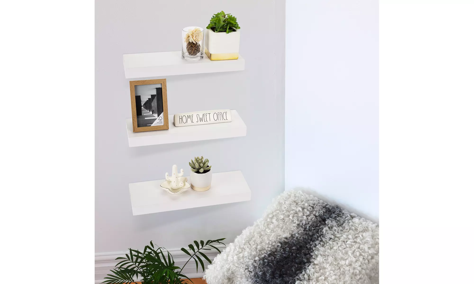 Sorbus Floating Shelves, Modern Hanging Wall Shelf Décor - 16 Inches - 3 Pack
