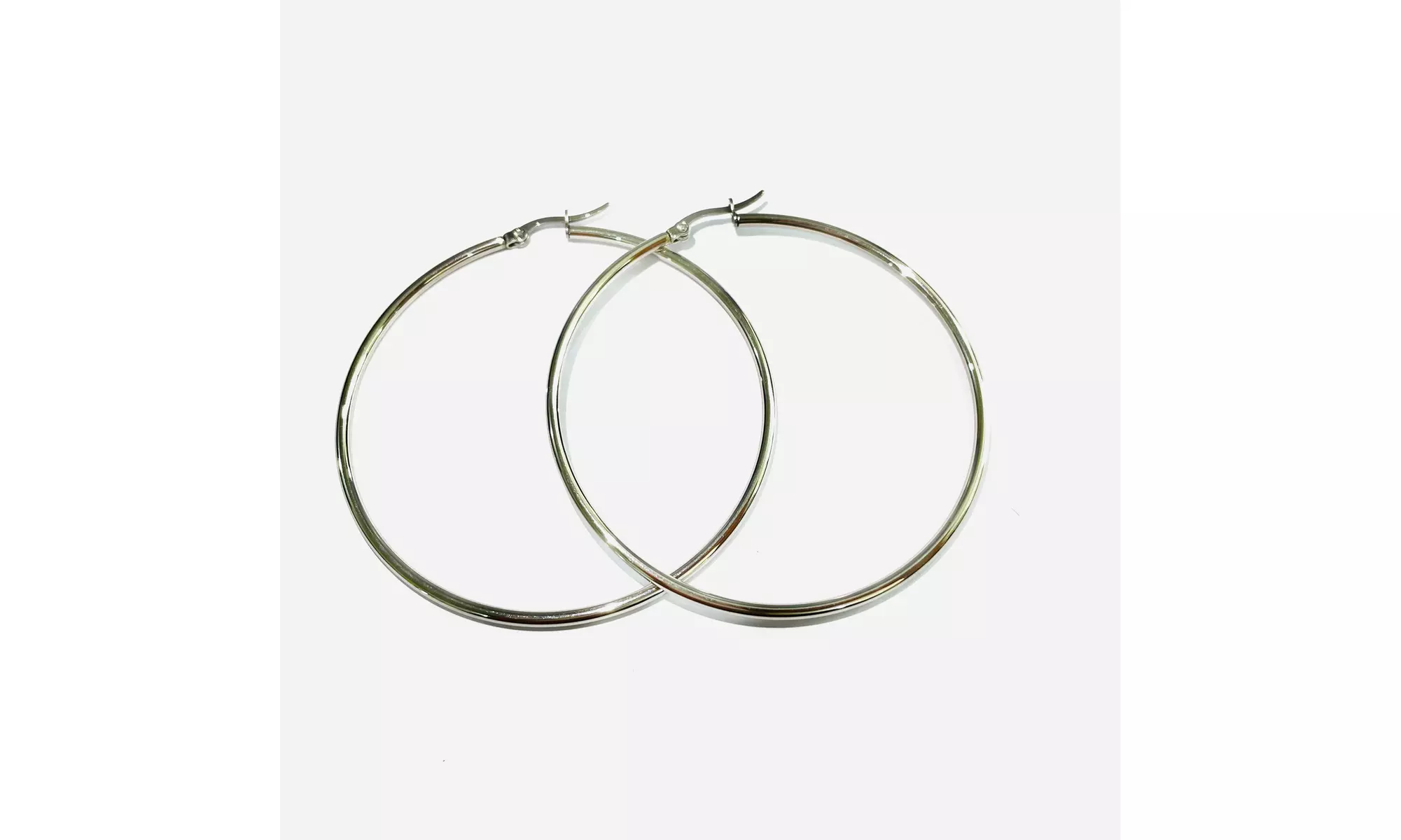 14k Gold Large Hoop Earring with French Lock Closure (60mm) - Primary Image