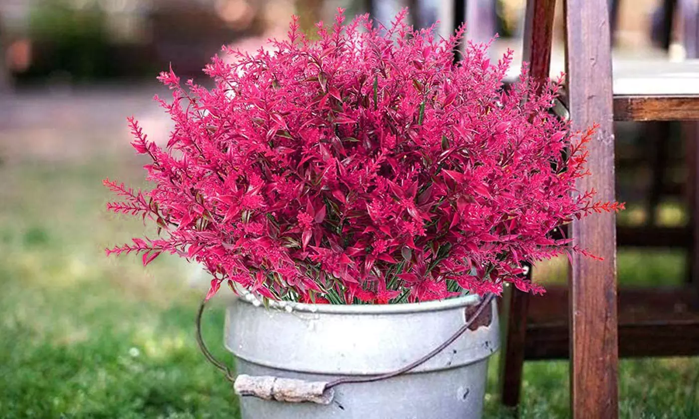 ItBelongs2U 8-Pack UV Resistant Artificial Lavender Flowers Faux Plastic Plants