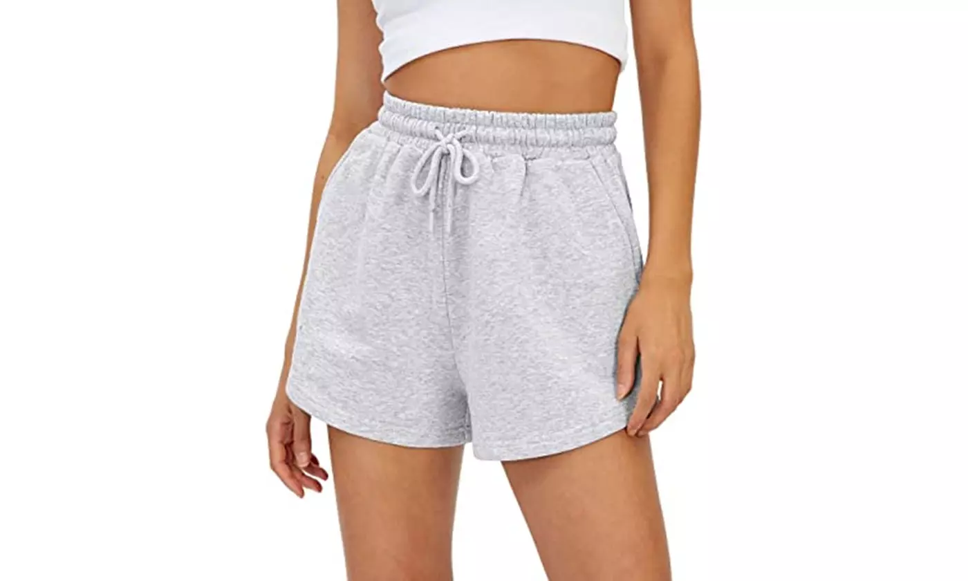 LESIES Womens Elastic Waist Sweat Shorts Active Shorts Workout Shorts