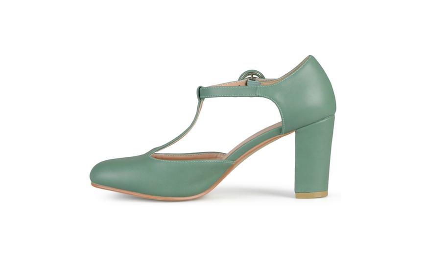 Image 114: Journee Collection Womens Round Toe T-strap Pumps