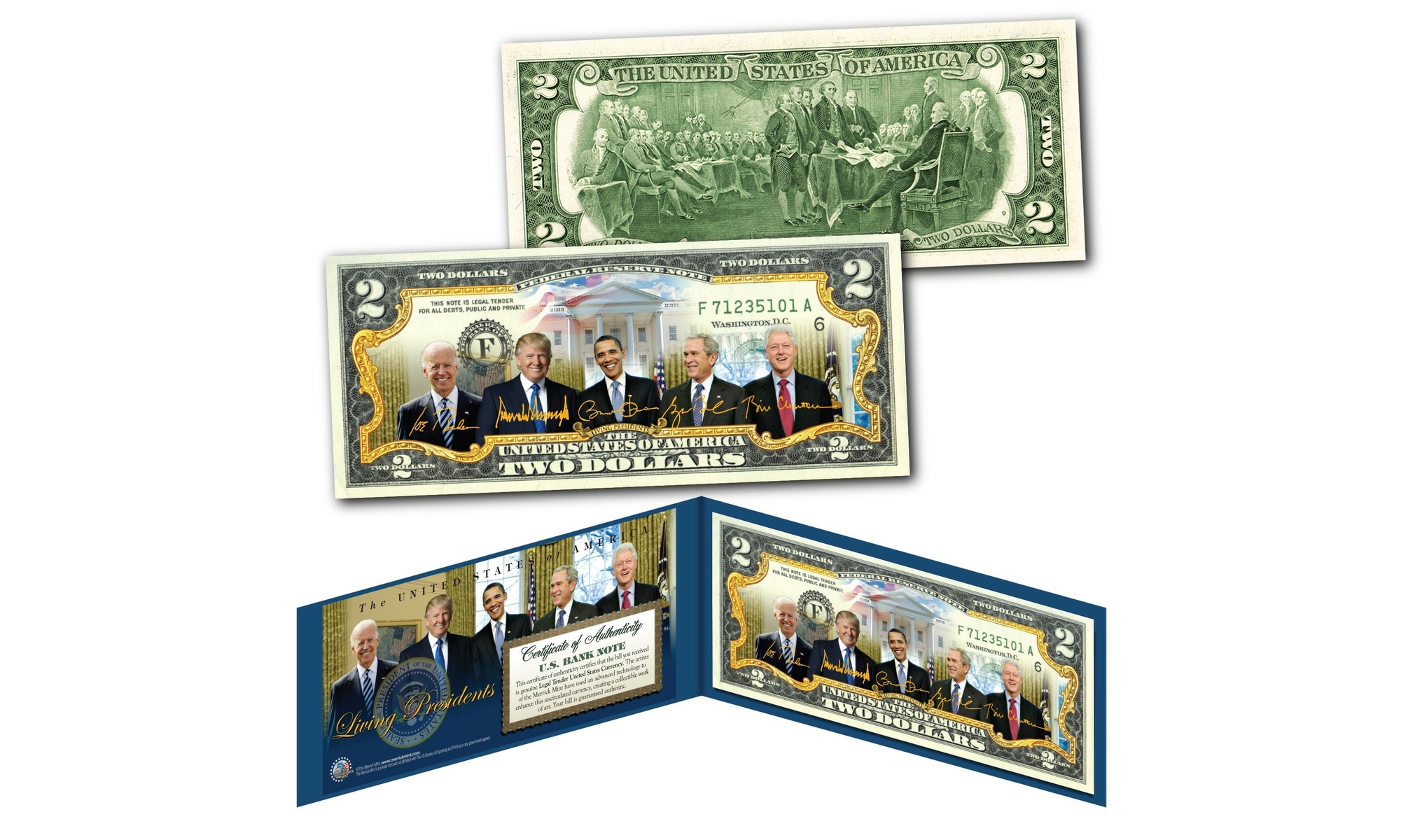 NEW - 2025 Living Presidents Official Legal Tender U.S. 2.00 Dollar Bill