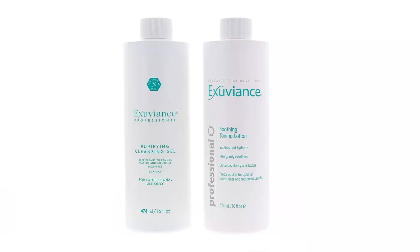 Exuviance Purifying Cleansing Gel, Soothing Toning Lotion 16oz Set - Primary Image