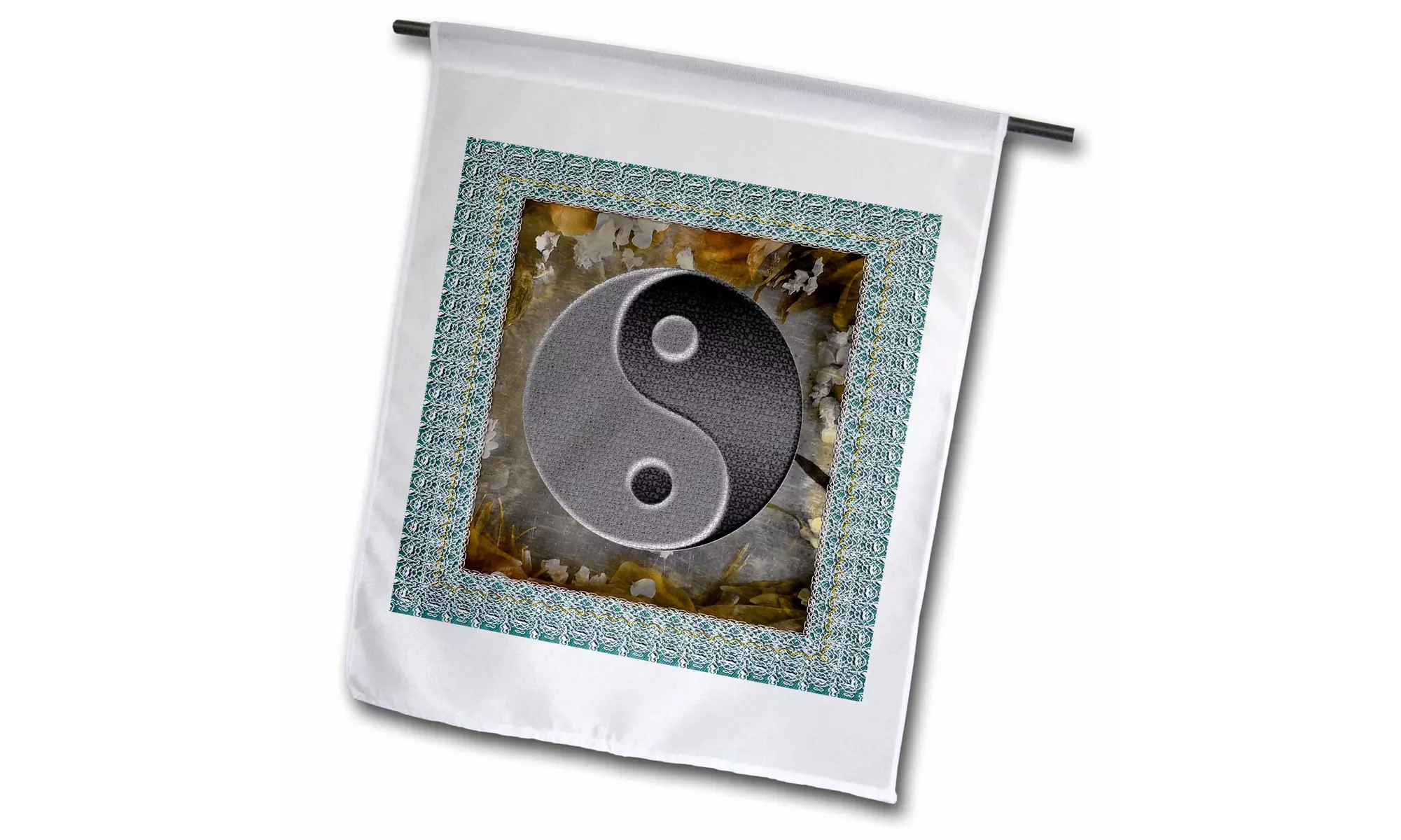  Garden Flag Yin and Yang symbol pretty frame and background - 12 by 18-inches  - Primary Image