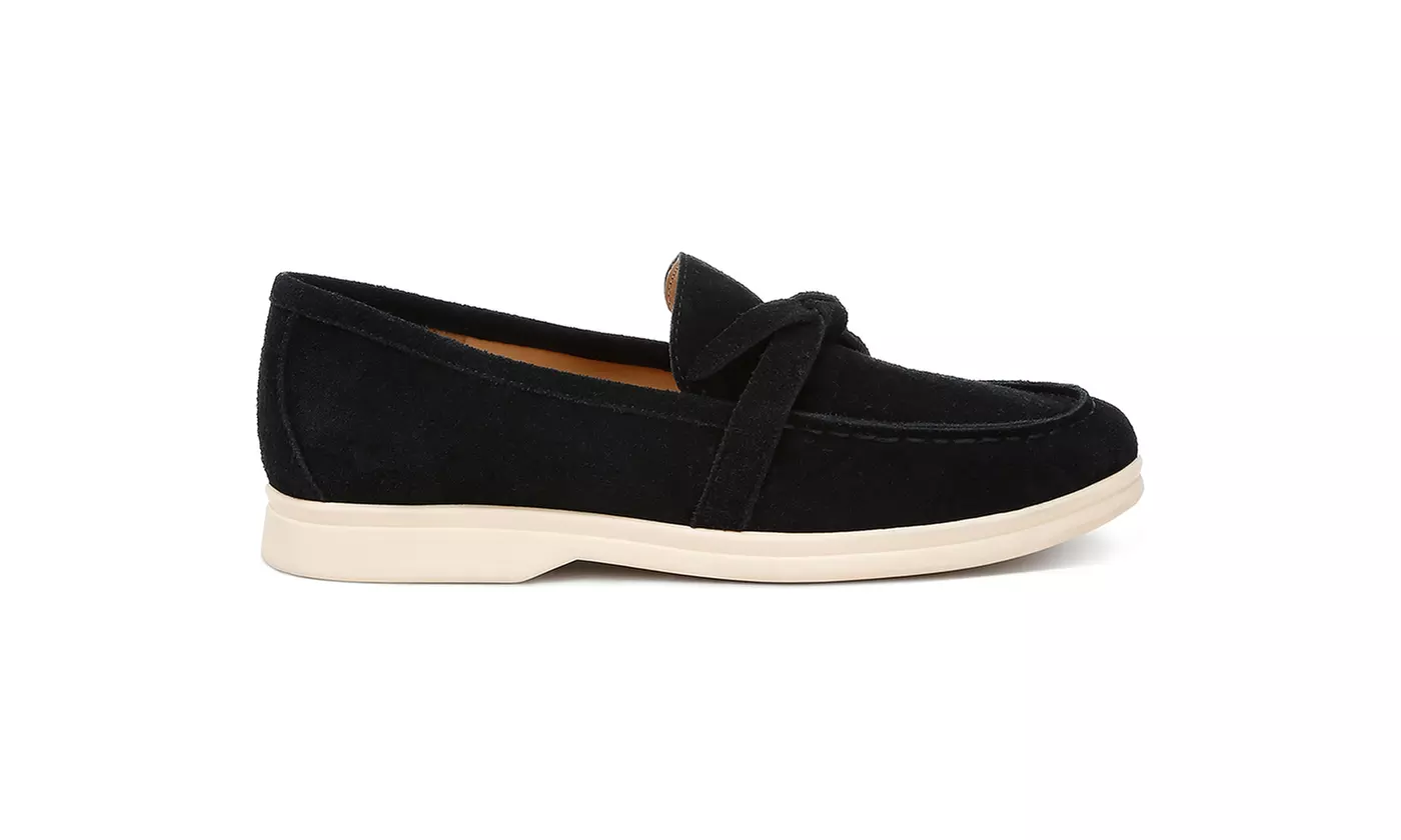 Rag & Co Nautica Suede Knot Detailed Loafers