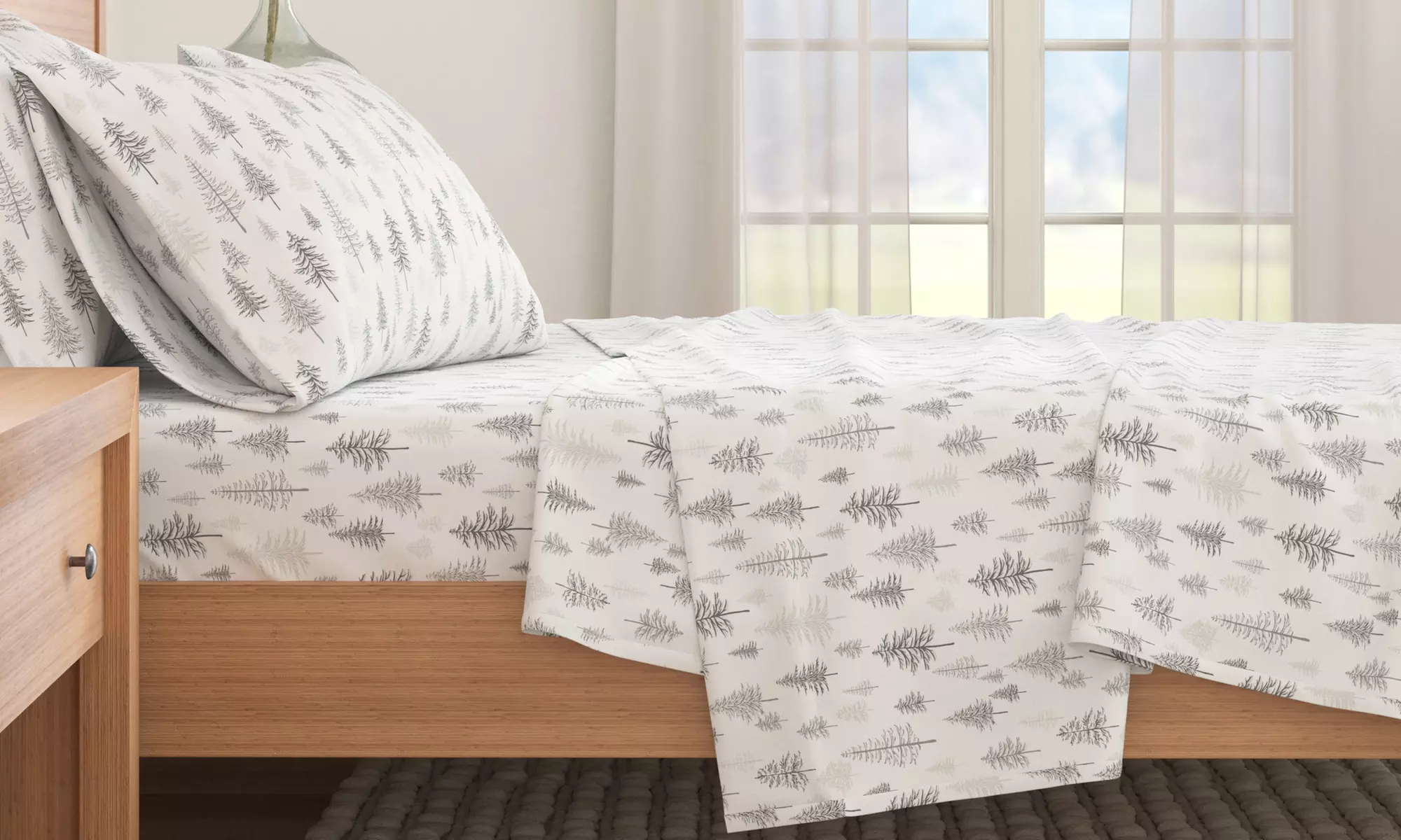 Nature Print Turkish Cotton Flannel Sheet Set