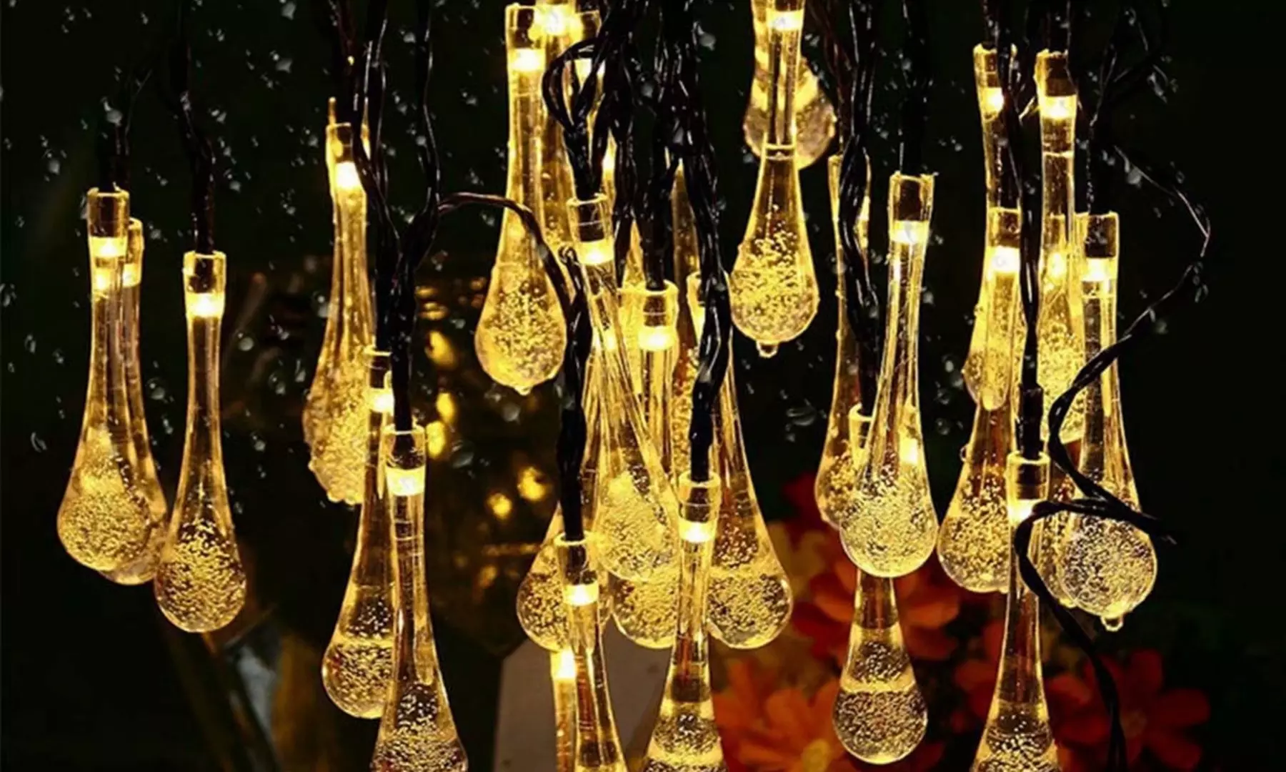 Outdoor Solar Lights Solar String Lights 30 Led Solar Fairy Water Drop Lights - Primary Image