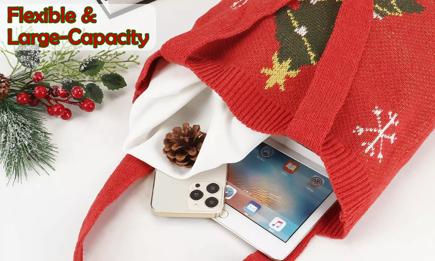 Women's Large Capacity Knitted Christmas Tote Bag