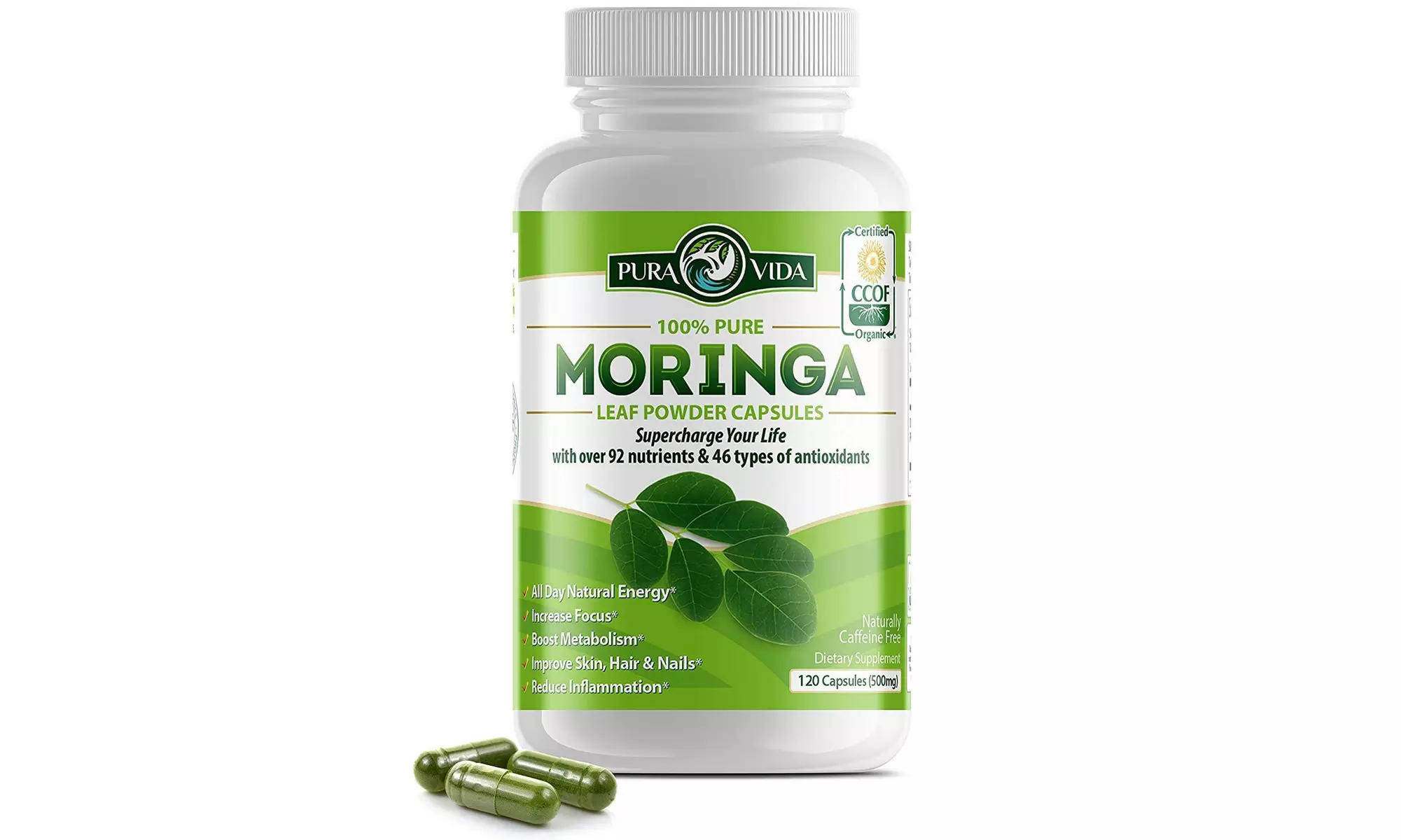 New Botanicals Organic Moringa Oleifera Powder Capsules by Pura Vida - Primary Image