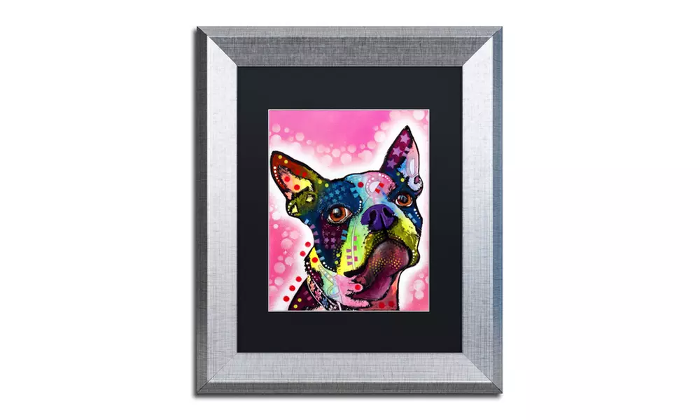 Dean Russo 'Boston Terrier' Matted Silver Framed Art - Primary Image