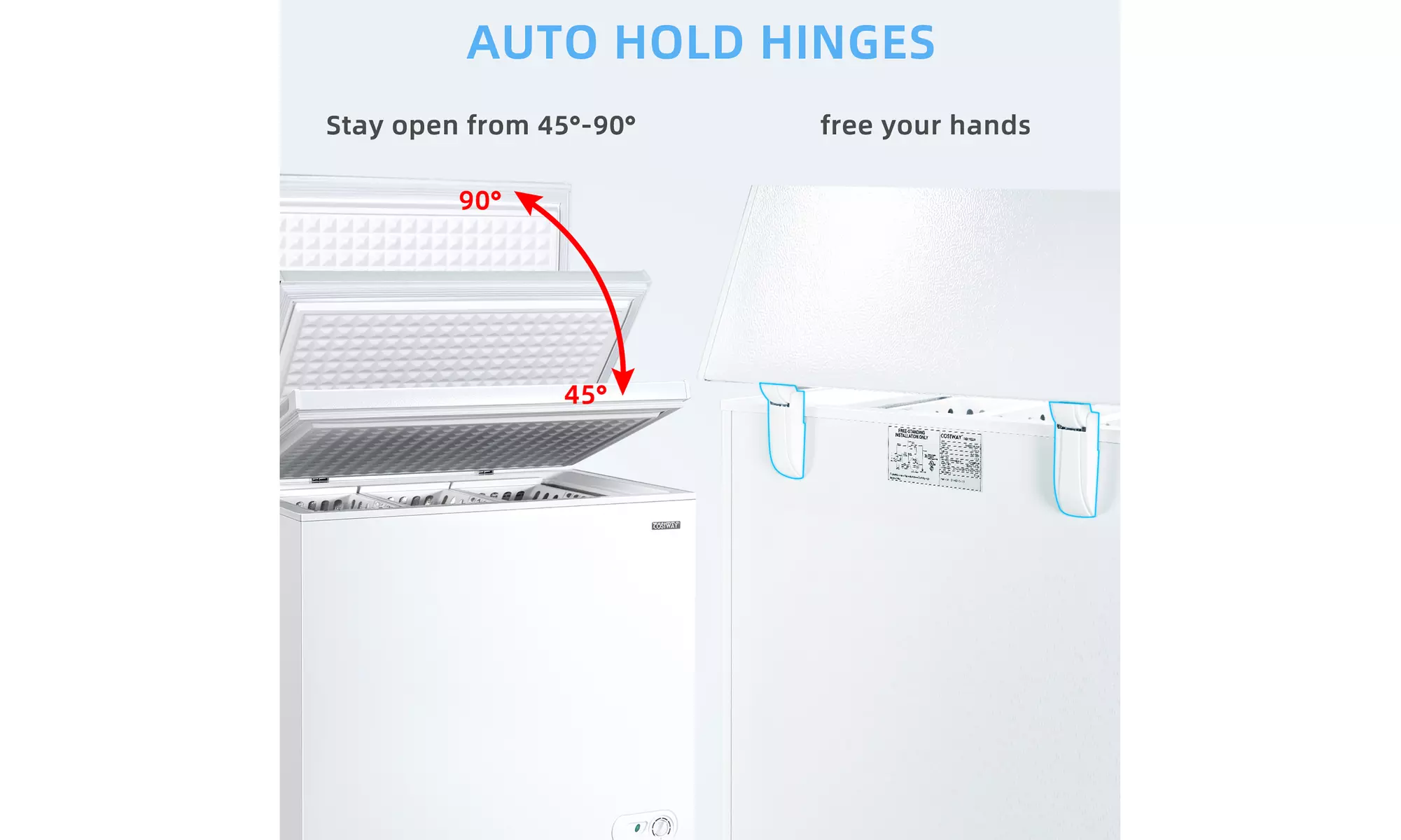 Costway 5.2 Cu.ft Chest Freezer Upright Single Door Refrigerator w/ 3 Baskets - Second Medium
