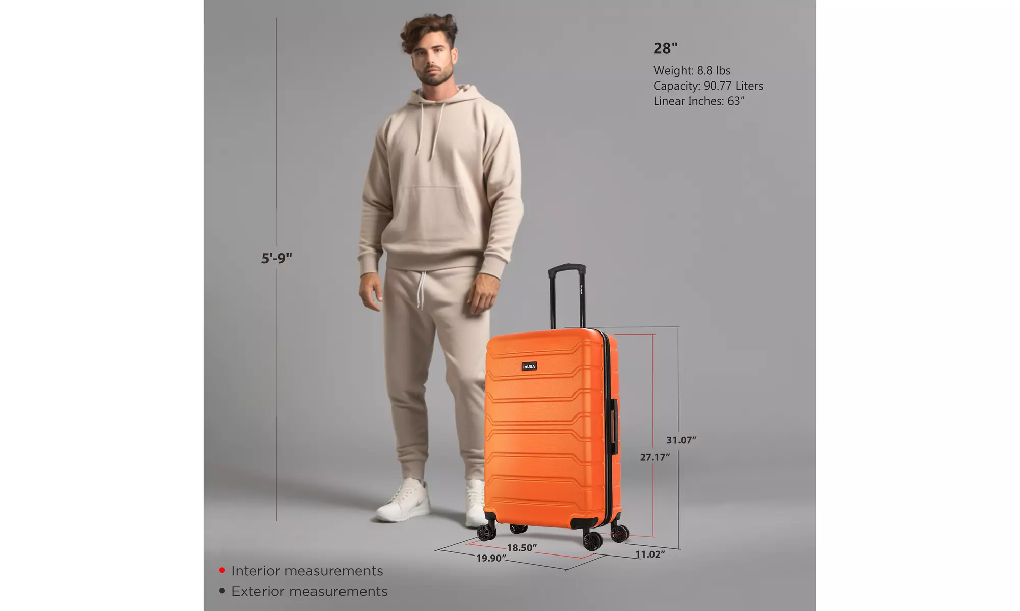 InUSA Trend lightweight hardside spinner luggage 20'', 24", 28" 