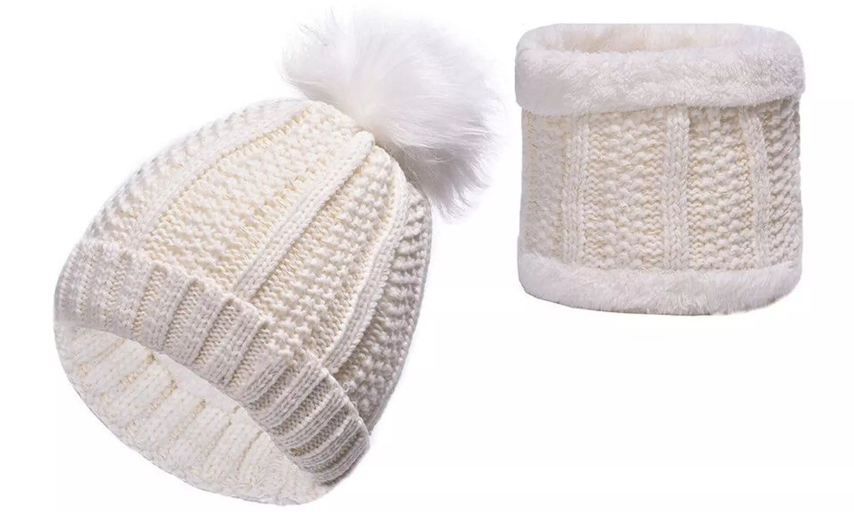 Unisex Men's Women's Winter Beanie Hat and Neck Warmer Warm Knit Hat Set