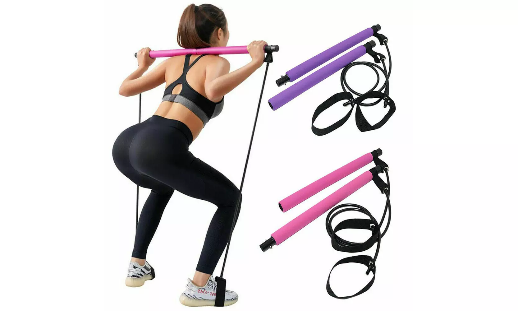 Home Gym Kit Pilates Bar Exercise Equipment Resistance Bands Fitness Yoga Stick - Primary Image
