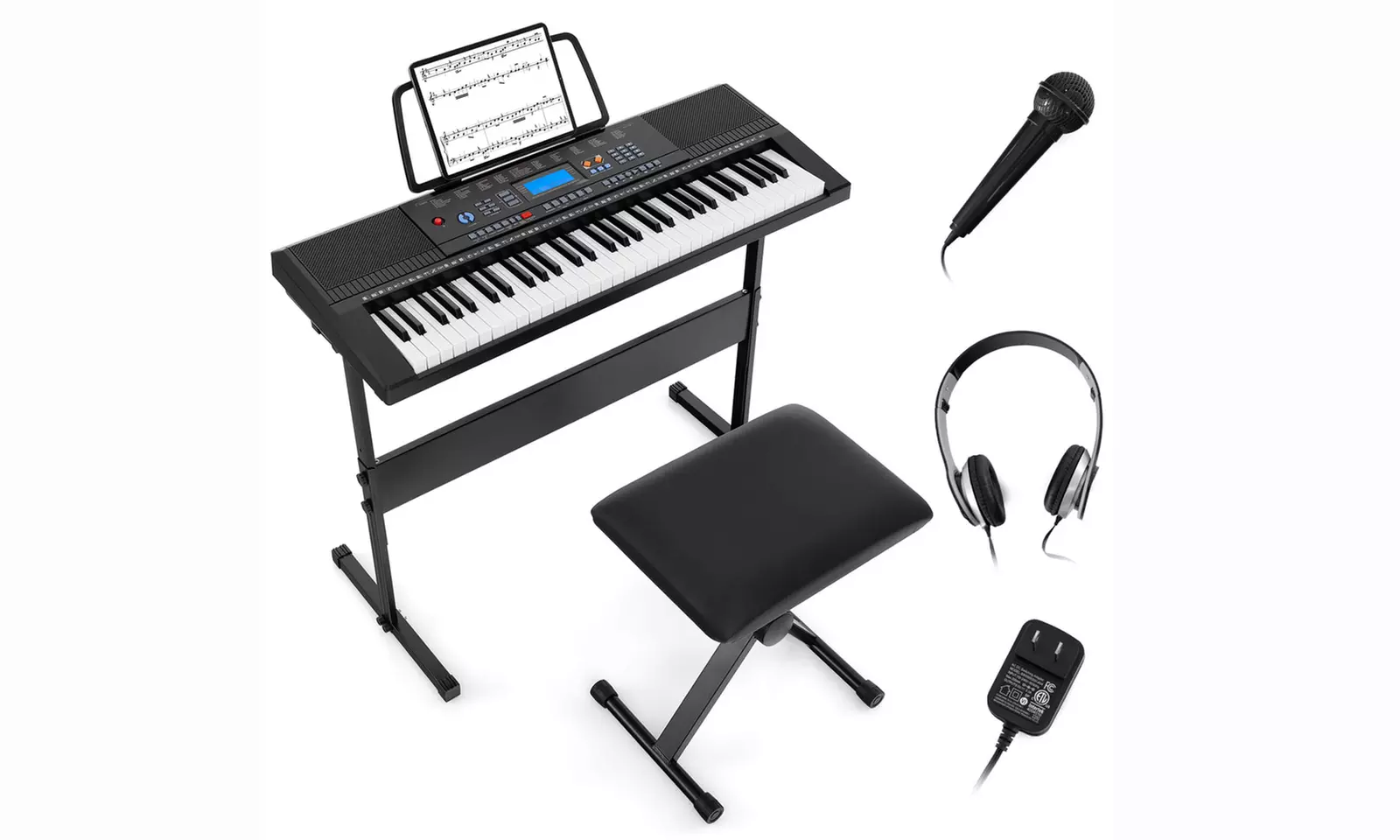Sonart 61-Key Electronic Keyboard Piano Starter Set w/Stand Bench Headphones - Primary Image
