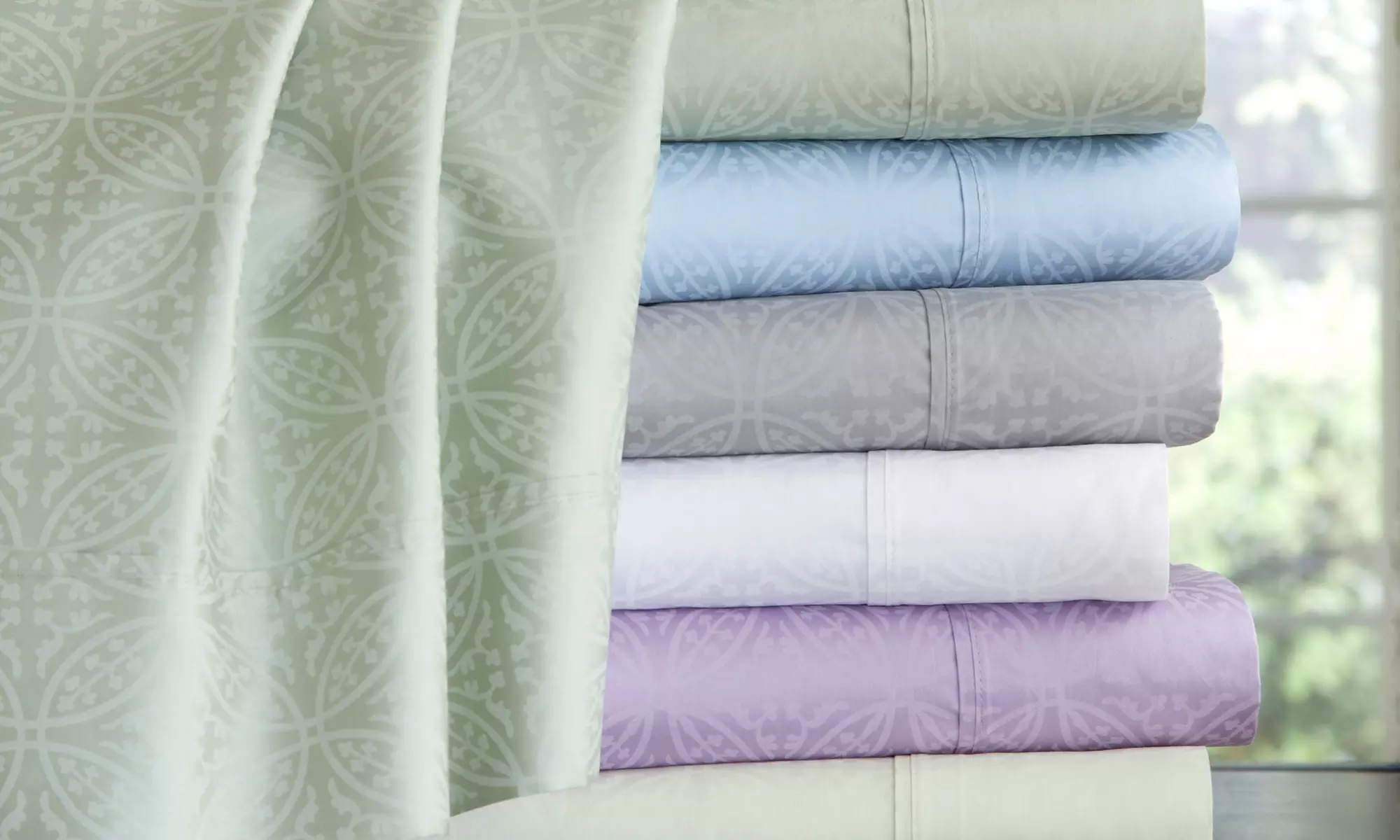 Pointehaven 300 Thread Count Printed 100% Cotton Sheet Sets - Primary Image