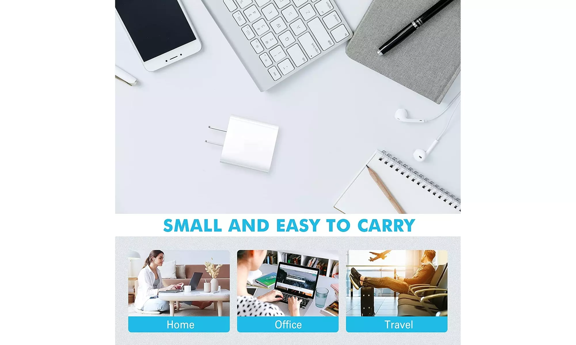 Fast Charger 20W Dual USB-C Power Adapter Samsung iPad Pro iPhone Wall Charger