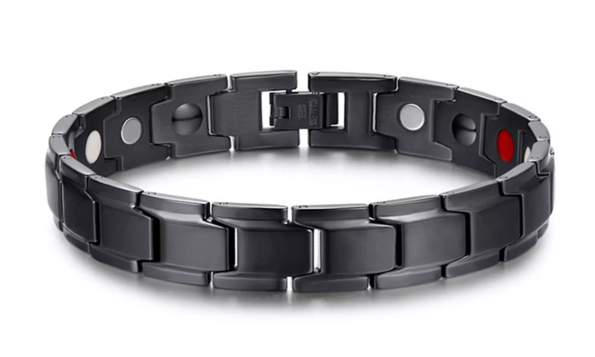 Men's Stainless Steel Double Row  Magnetic Therapy Bracelet 