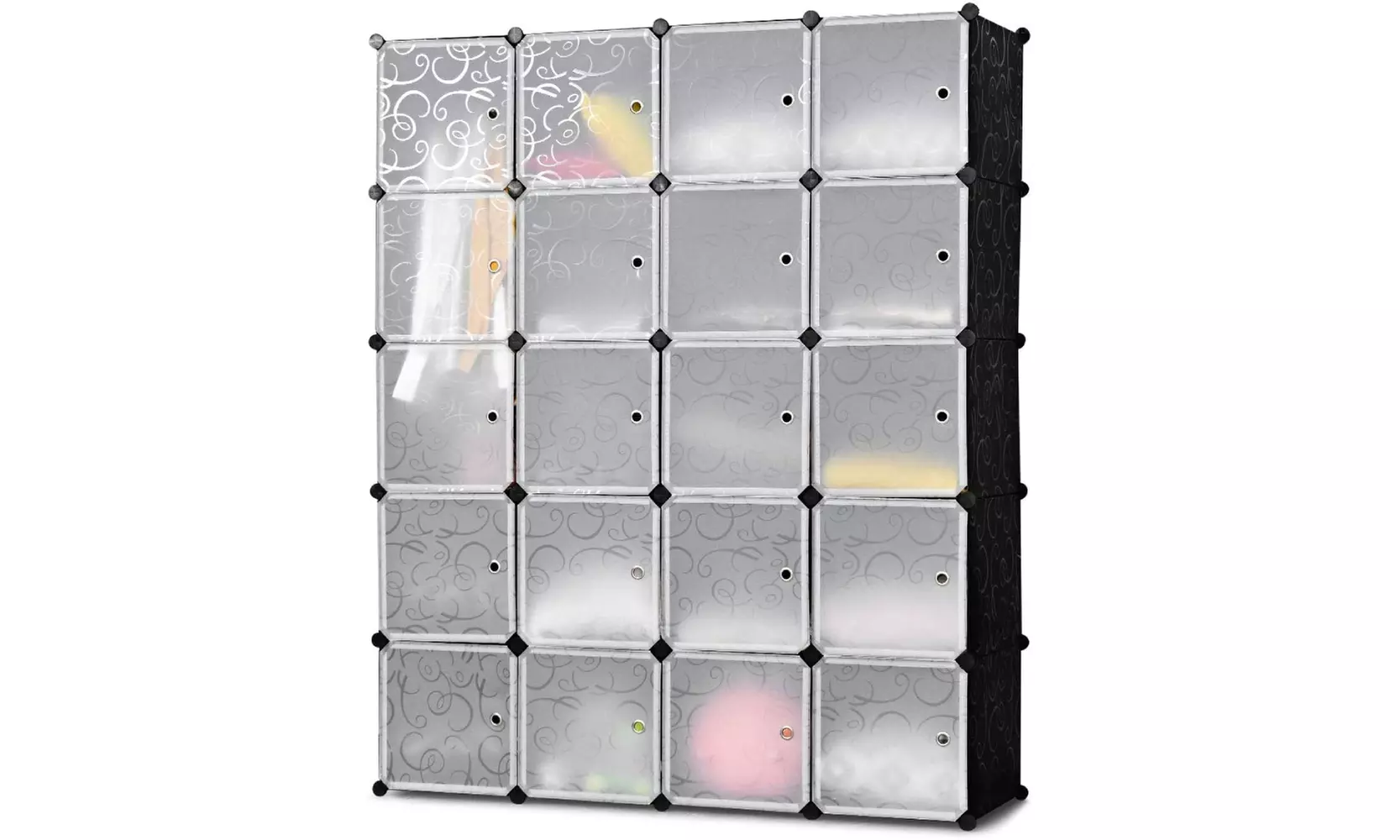 Stackable Plastic Cube Shelves Design 20 Cube Organizer Closet Cabinet w/Hanging - Primary Image