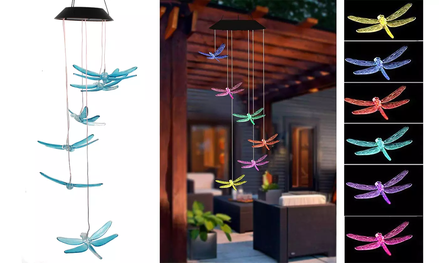 LED Changing Color Solar Hummingbird Wind Chime Waterproof Wind Chimes