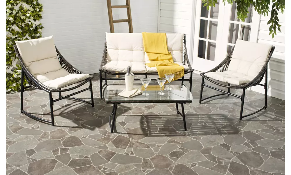 Safavieh 4-Piece Conversation Set with Cushions. Choose Your Color. - Primary Image
