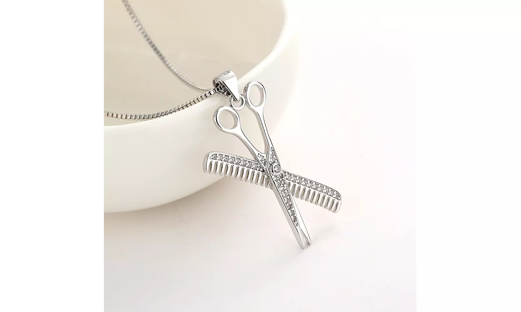 14k Gold Hair Stylist Necklace with crystals from Swarovski - Primary Image