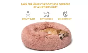 Dog Bed Kennels Faux Fur Donut Cuddler Round Cat Dog Cushion Bed