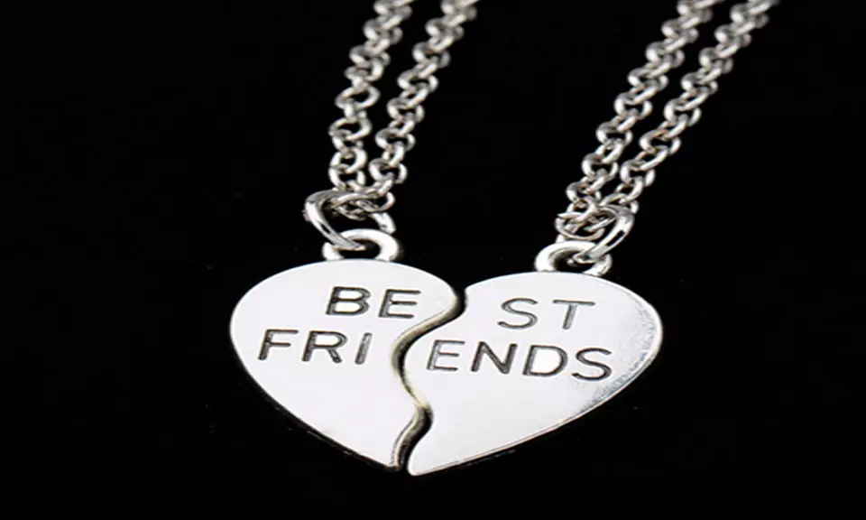Heart Pendant Pieces Broken Two Best Friend Friendship Necklace - Primary Image