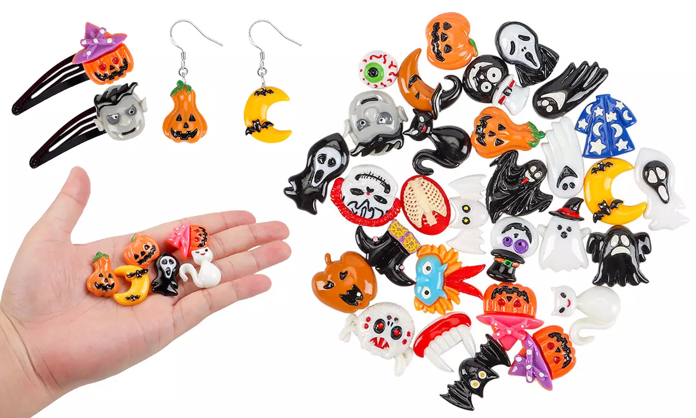30 Pcs Halloween Embellishment Resin Charms Flatback Ornaments Craft DIY Making - Primary Image