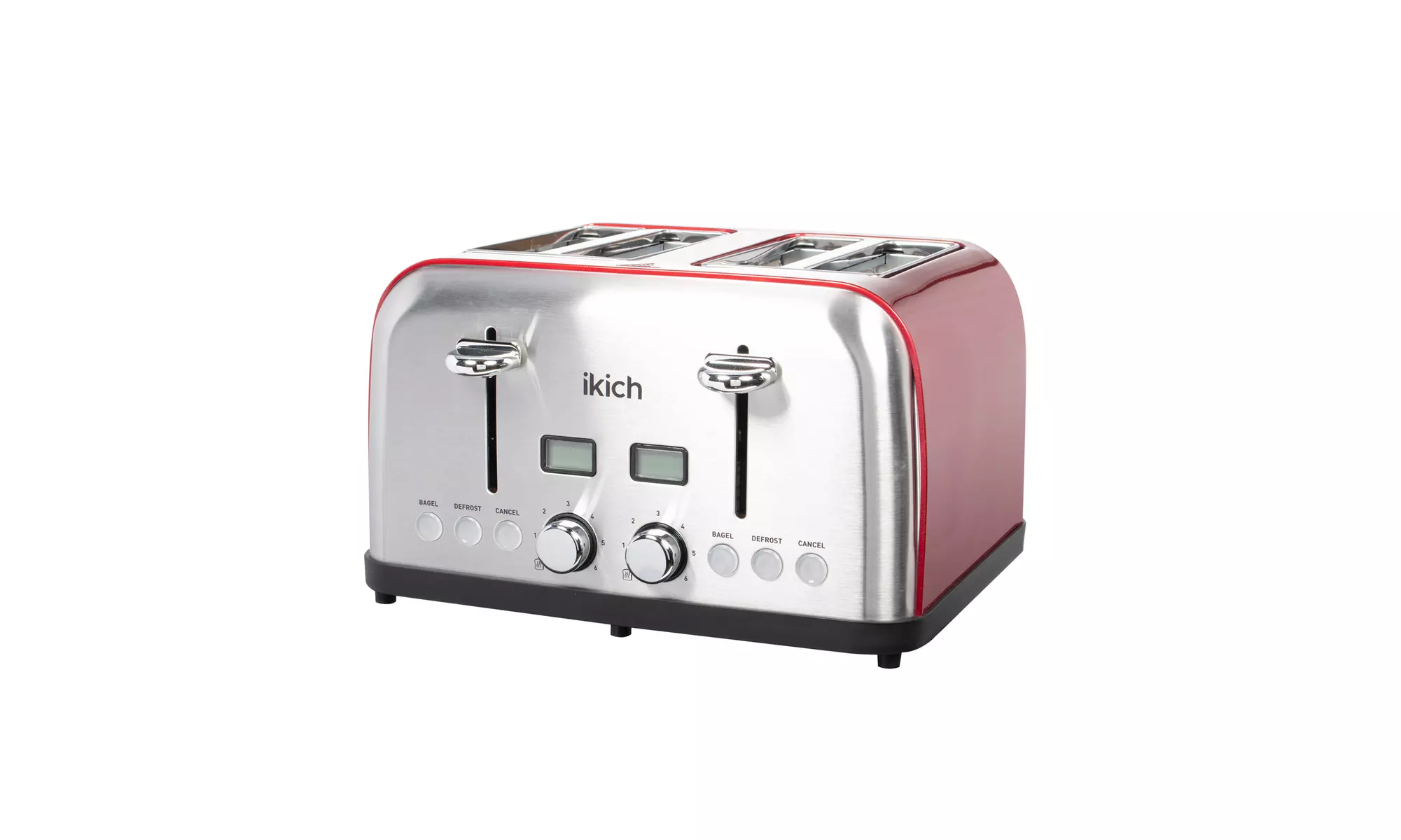 IKICH KCCP179ARUS 4 Slice Toaster with Digital Countdown LED Screen - Red - Primary Image