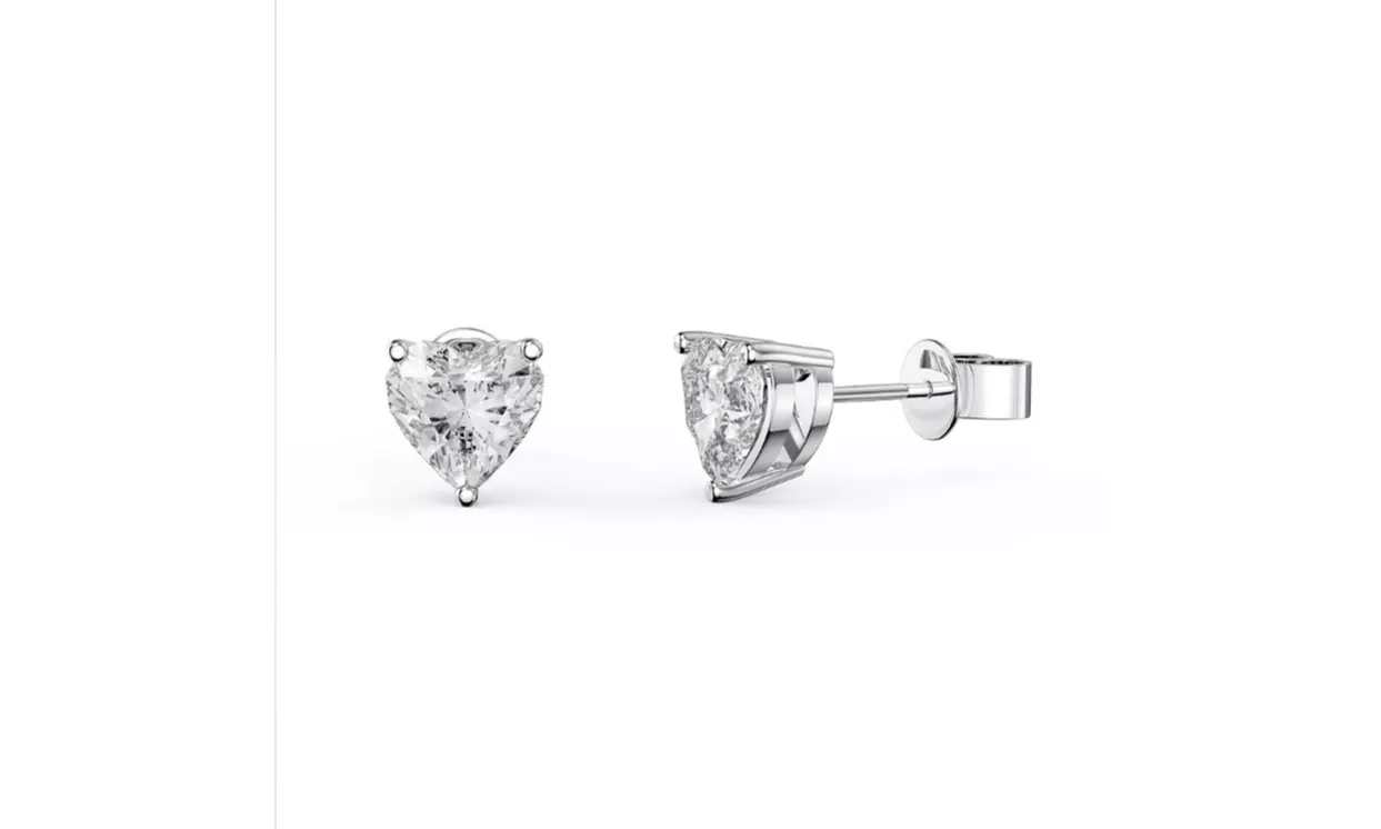 Paris Jewelry 10k White Gold Heart Created White Sapphire Stud Earrings - Primary Image