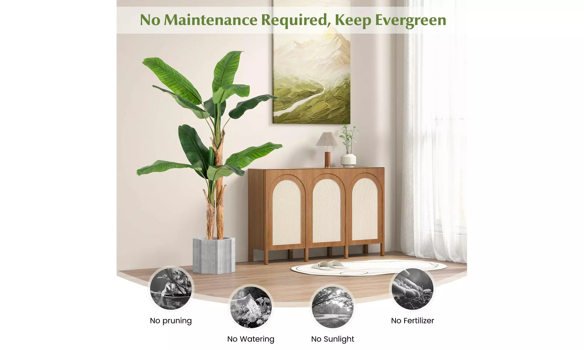 Costway 5.5 FT Tall Artificial Banana Tree with 10 Large Leaves Double Stalks