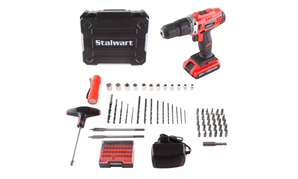Stalwart 20V Lithium-Ion 2 Speed Hammer Drill and Accessory Kit (62-Piece) - Primary Image