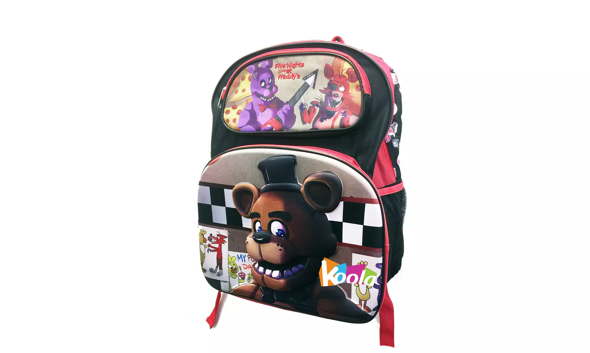 Five Nights at Freddy's 3D Embossed Large Backpack 16" Boys School Book Bag Red - Primary Image