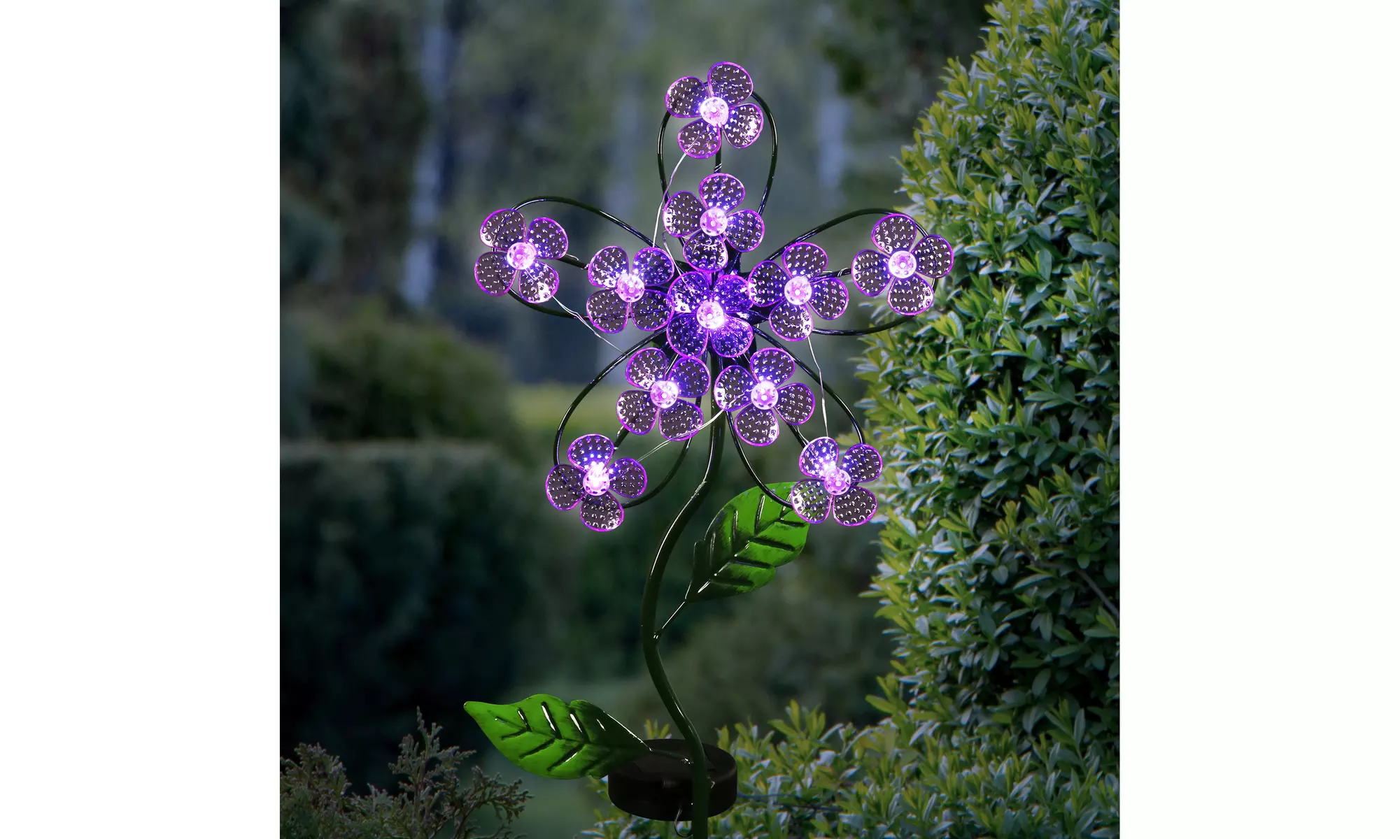 Exhart Solar Flower Garden Stake with Spinning Forget Me Not Blooms - Primary Image