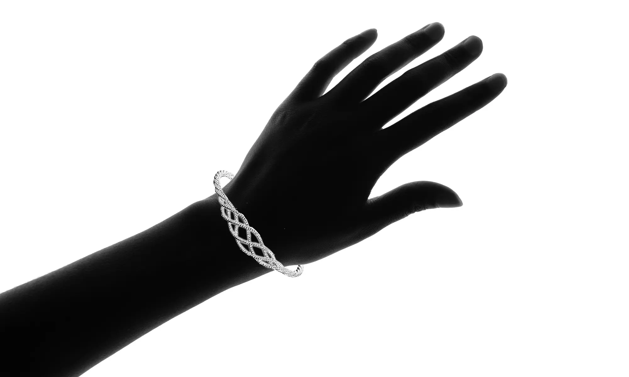 Diamond Cut Braided Cuff Bangle