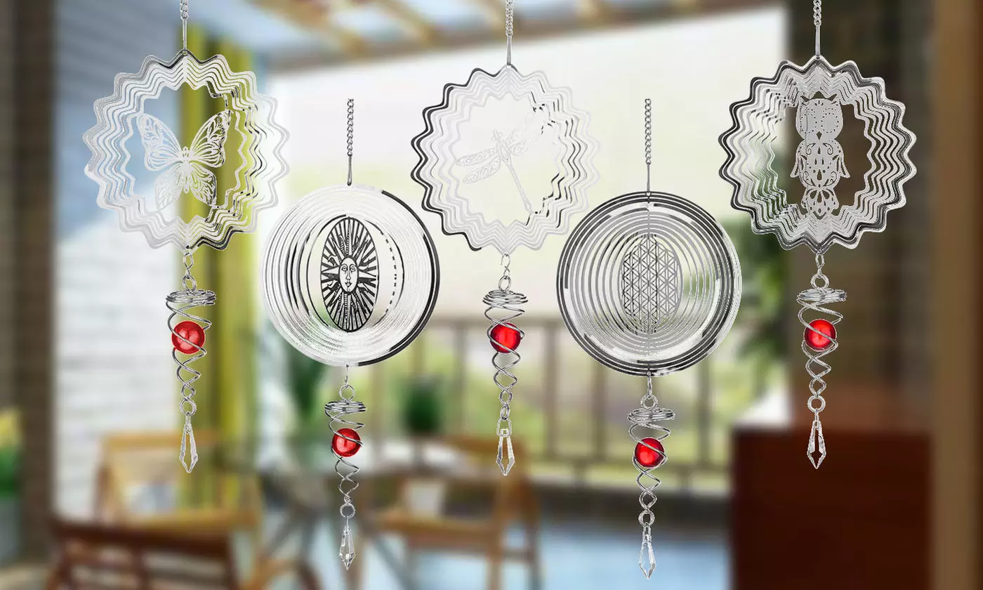 3D Metal Wind Spinner Wind Chime Kinetic Hanging Whirligigs Outdoor Garden Decor - Primary Image