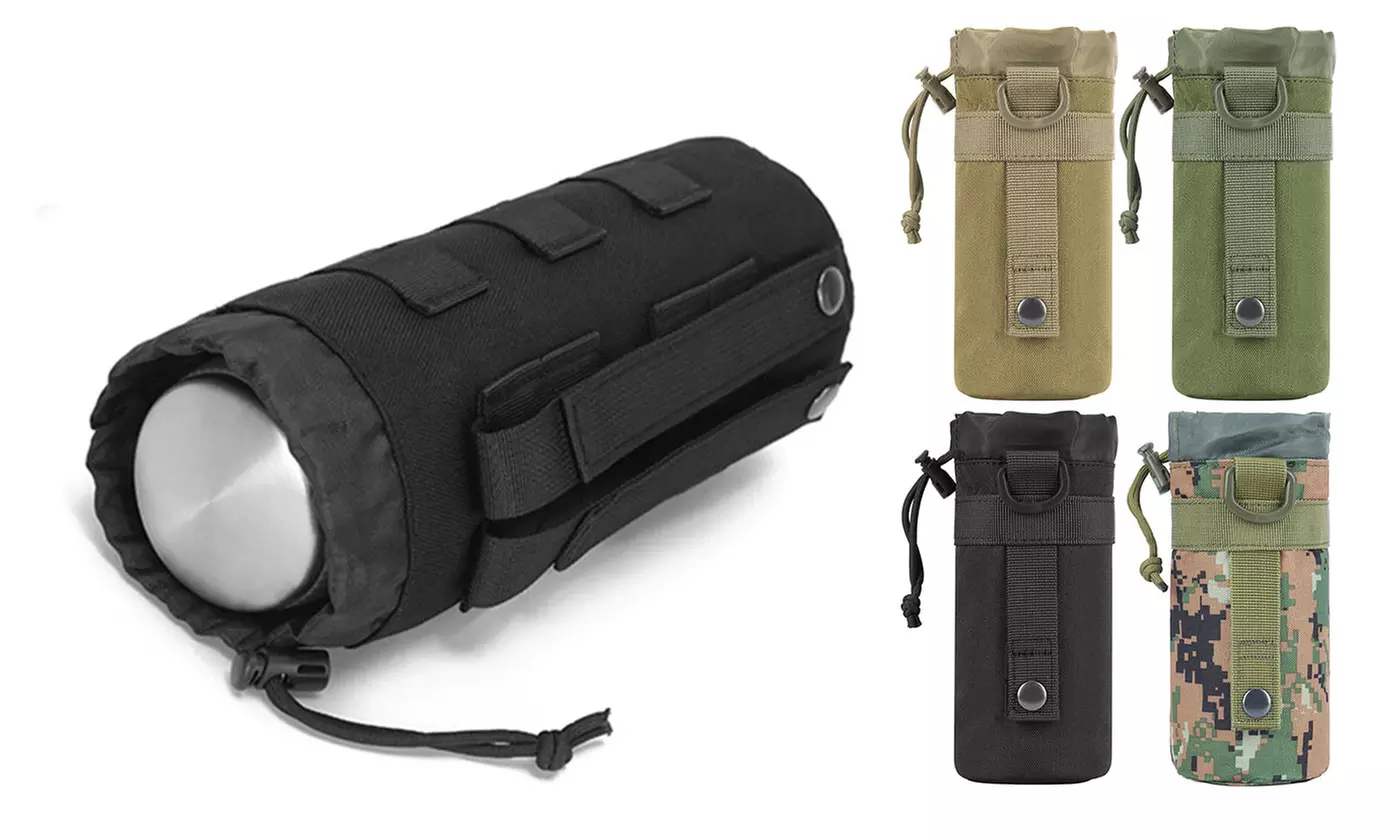 Tactical Water Bottle Pouch Molle Bottle Bag Adjustable Drawstring Bottle Holder - Primary Image