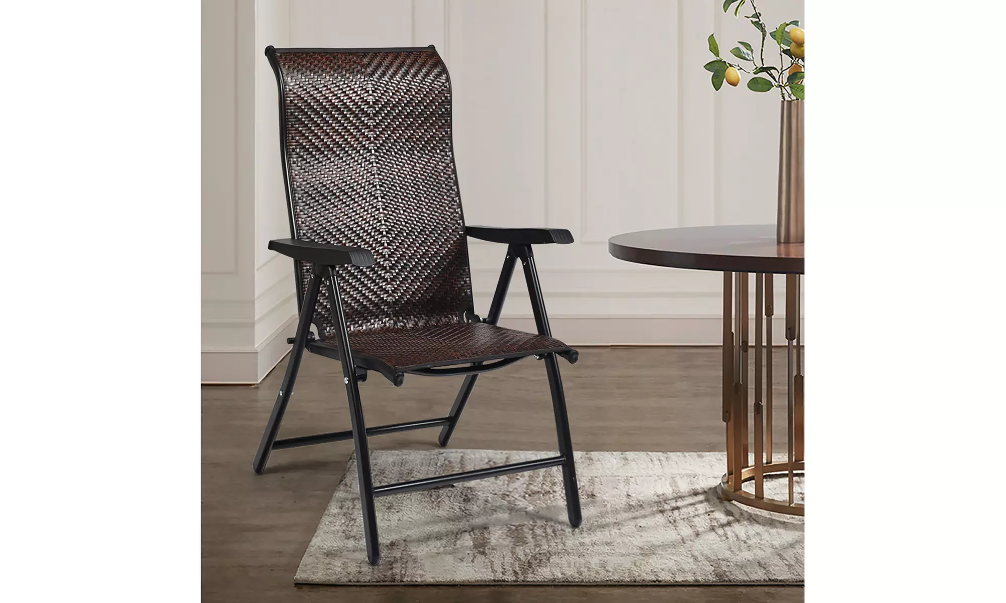Costway Patio Rattan Folding Chair Recliner Back Adjustable - Primary Image