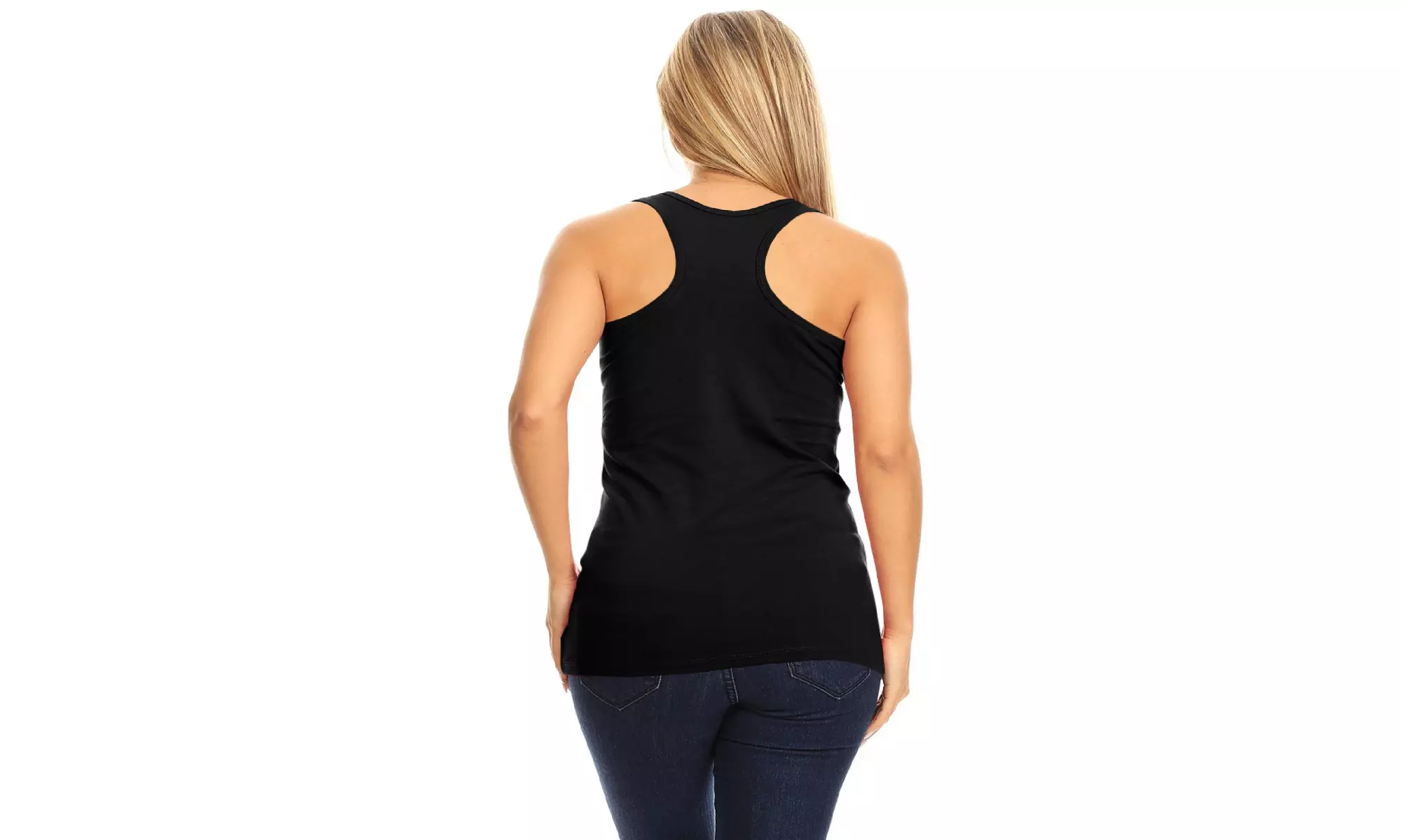 Basic Solid racerback tank top with scoop neck