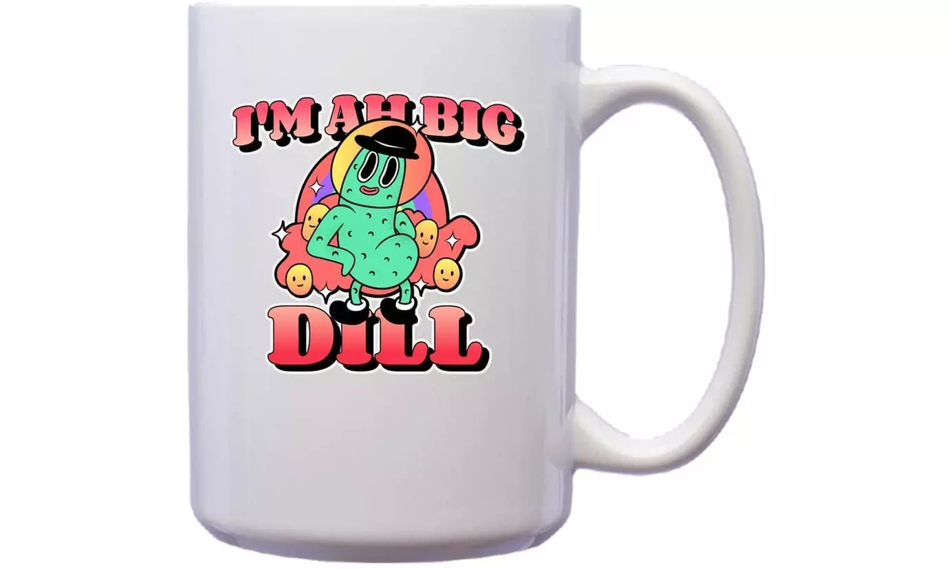 I'm Ah Big Dill Pickle with Rainbow Funny 80s Retro Culture Mug - Second Medium