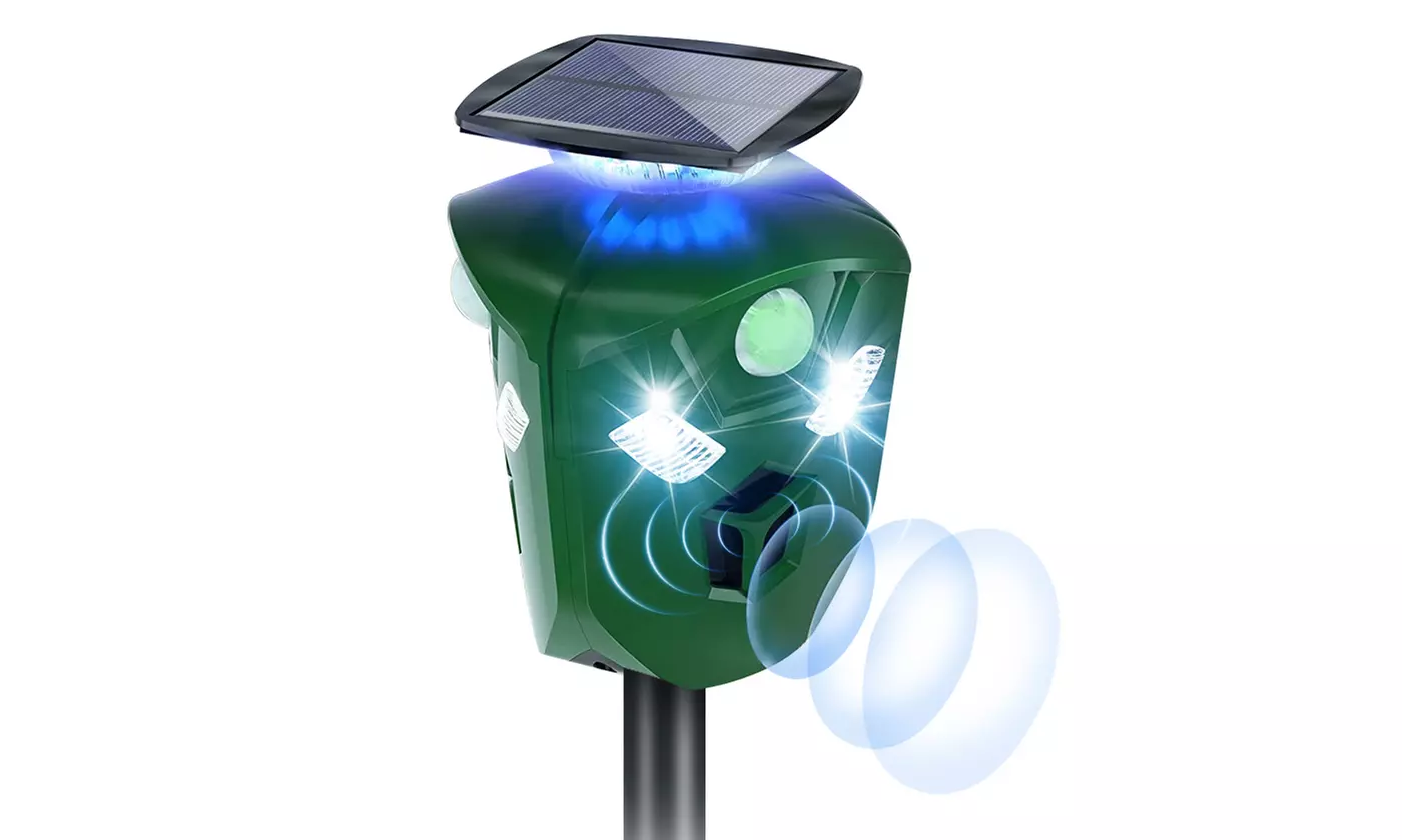 LakeForest 360-Degree Ultrasonic Animal Repeller Pest Deterrent with LED Lights