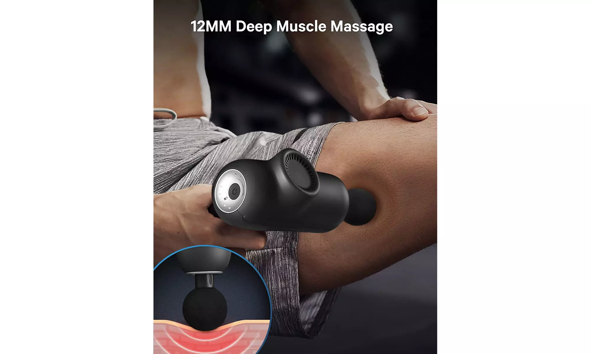 Naipo Handheld Massage Gun for Pain Relief w/ 5 Massage Heads (Black) - New 