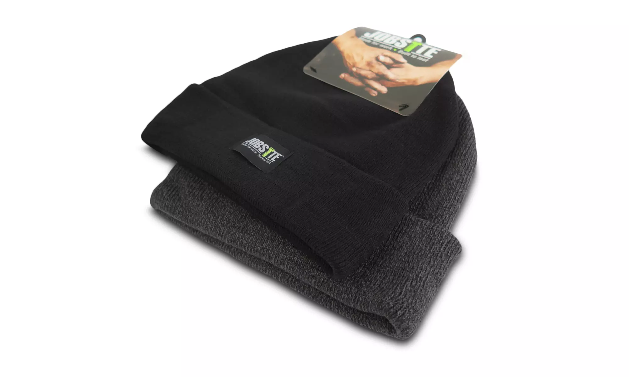 Men's 2-Pack Jobsite Warm Winter Acrylic Knit Cuff Beanie Everyday Hat - Second Medium