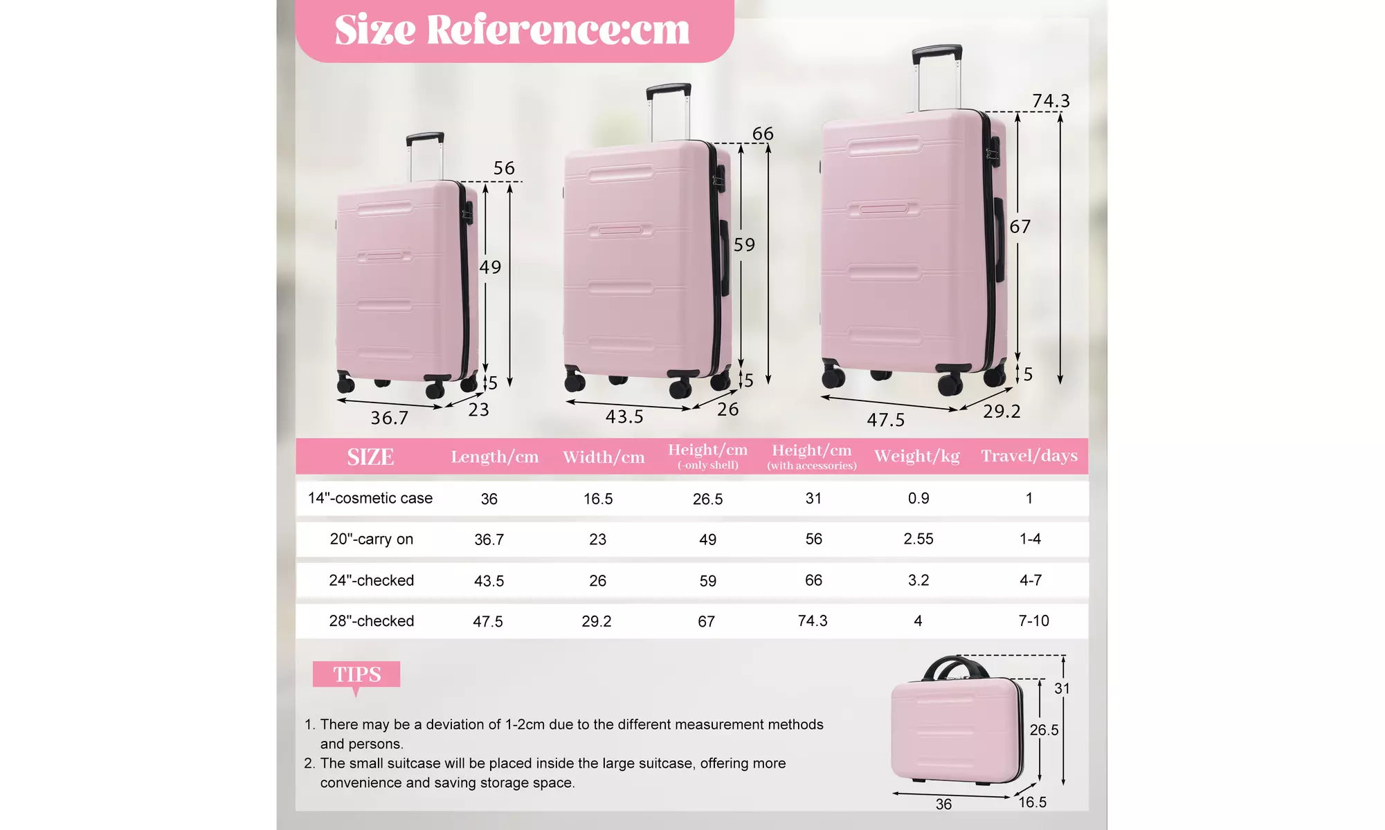 Six-Piece Luggage Set with Expandable Suitcases